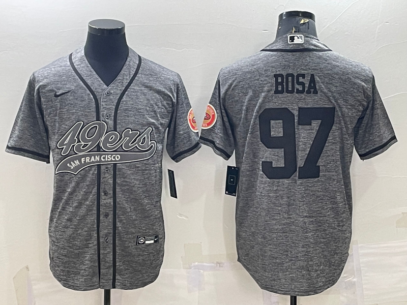Men's Grey San Francisco 49ers #97 Nick Bosa With Patch Cool Base Stitched Baseball Jersey
